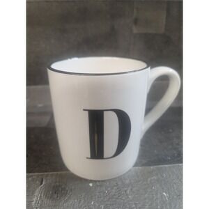 THRESHOLD White/Black Stoneware Monogram Initial 'D' Coffee Cup/Mug